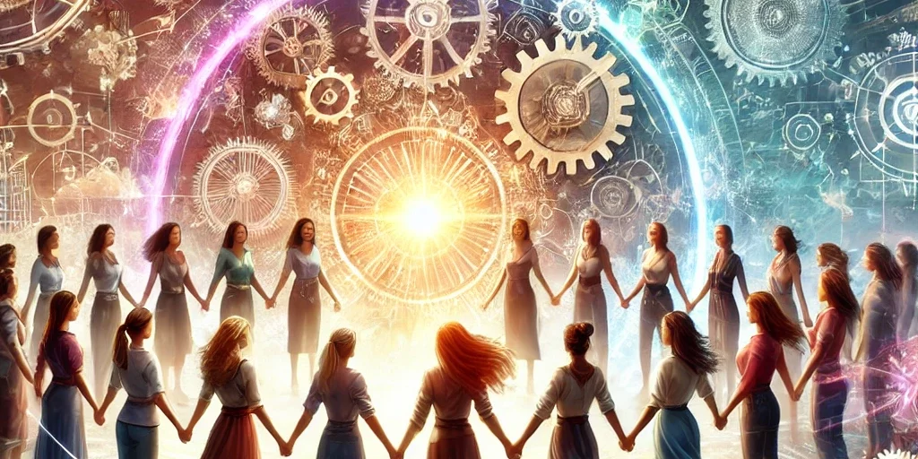 DALL·E 2025 01 16 12.03.07 A powerful symbolic image representing the concept of Eva calls Eva women inspiring each other and driving systemic innovation. The scene shows a DALL·E 2025 01 16 12.03.07 A powerful symbolic image representing the concept of Eva calls Eva women inspiring each other and driving systemic innovation. The scene shows a